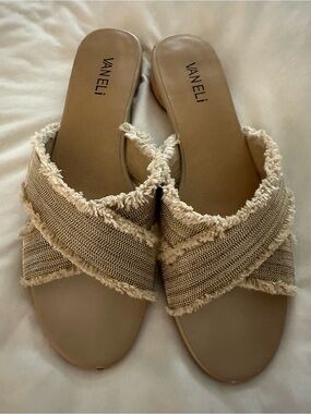VANELI Levya Tan Crisscross Frayed Slide Textile Sandals Size 10N (SEE PHOTOS)